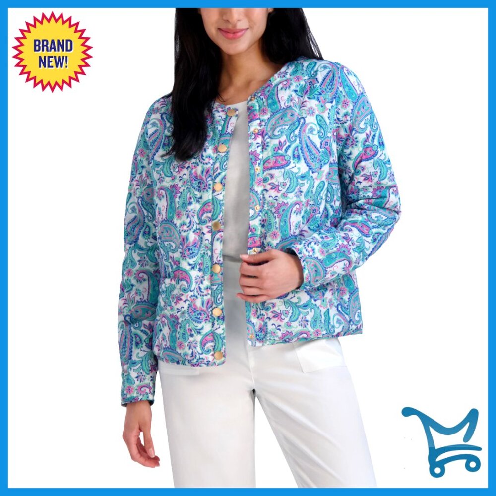 Lightweight Quilted Cardigan Jacket Long Sleeve Scoop Neck Polyester